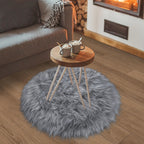 TENNOLA Grey Round Rugs for Bedroom, Fluffy Circle Rug 2 2 Feet for Kids Room, Furry Carpet for Teen Girls Room, Non-Slip Shaggy