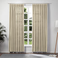 Twopages Light Khaki Pinch Pleated Drape 84 Inch Length Linen Light Filtering Room Darkening Curtain For Bedroom, Double Layer L