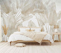 WFBHUA-Beige Banana Leaf Wallpaper Peel and Stick Tropical Self-Adhesive Wall Mural for Living Room Bedroom 82x57