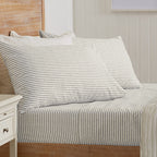 3-Piece Stripe Printed Ultra-Soft Microfiber Sheet Set. Wrinkle Free, Comfortable, All-Season Bed Sheets. Evette Collection (Twin, Stripe - Light Grey)