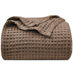 Phf Ultra Soft Waffle Weave Blanket Twin Size 66'X 90'- Washed Lightweight Breathable Cozy Woven Blanket For Bed - Aesthetic Decor For Couch Bedding Sofa Home Car - Cocoa Brown