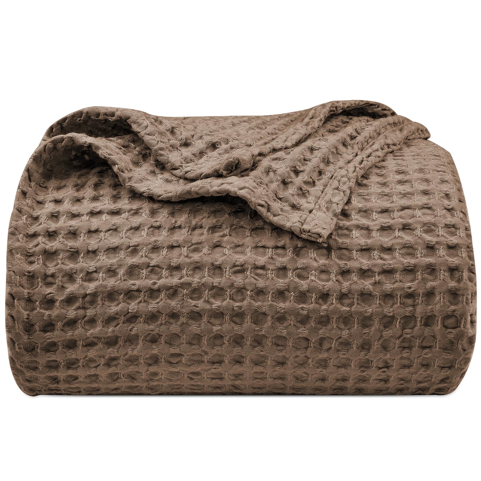 Phf Ultra Soft Waffle Weave Blanket Twin Size 66'X 90'- Washed Lightweight Breathable Cozy Woven Blanket For Bed - Aesthetic Decor For Couch Bedding Sofa Home Car - Cocoa Brown