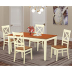 East West Furniture NIQU5-WHI-W 5 Piece Dining Set Includes a Rectangle Dining Table with Butterfly Leaf and 4 Kitchen Chairs, 36x66 Inch, Buttermilk & Cherry