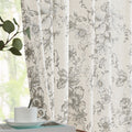 Jinchan Linen Curtains Floral Curtains For Living Room 96 Inch Length Grey Printed Curtains Rod Pocket Back Tab Farmhouse Peony