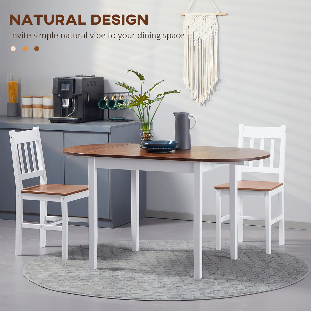 Homcom 55' Solid Wood Kitchen Table, Drop Leaf Tables For Small Spaces, Folding Dining Table, Brown