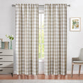 Bapawfish Beige White Buffalo Plaid Semi Sheer Curtains 72 Inch,Tan Farmhouse Gingham Checkered Drapes,Textured Light Filtering