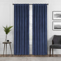 Eclipse Harper Velvet Rod Pocket Curtains For Bedroom, Single Panel, 50 In X 108 In, Navy