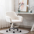 Homvent Fluffy Desk Chair Pink Faux Fur Vanity Chair Adjustable Swivel Computer Chair On Wheels Height Adjustable Cute Desk Chai