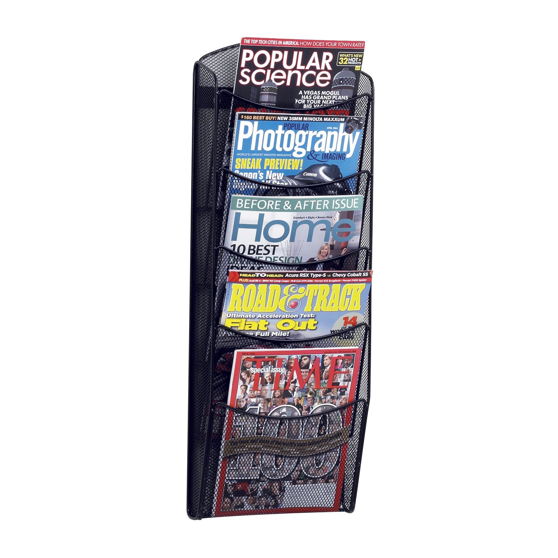Safco Onyx Mesh Literature Rack, Five Compartments, 10-1/4w x 3-1/2d x 28-1/3h, Black SAF5578BL