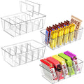 Puricon 4 Pack Pantry Organization And Storage Bins For Kitchen Fridge Countertop Cabinet, Stackable Clear Plastic Storage Racks