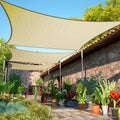 Shademart 9 ' X 12 ' Beige Sun Shade Sail Rectangle Smslr Canopy Fabric Cloth Screen, Water And Air Permeable & Uv Resistant, He
