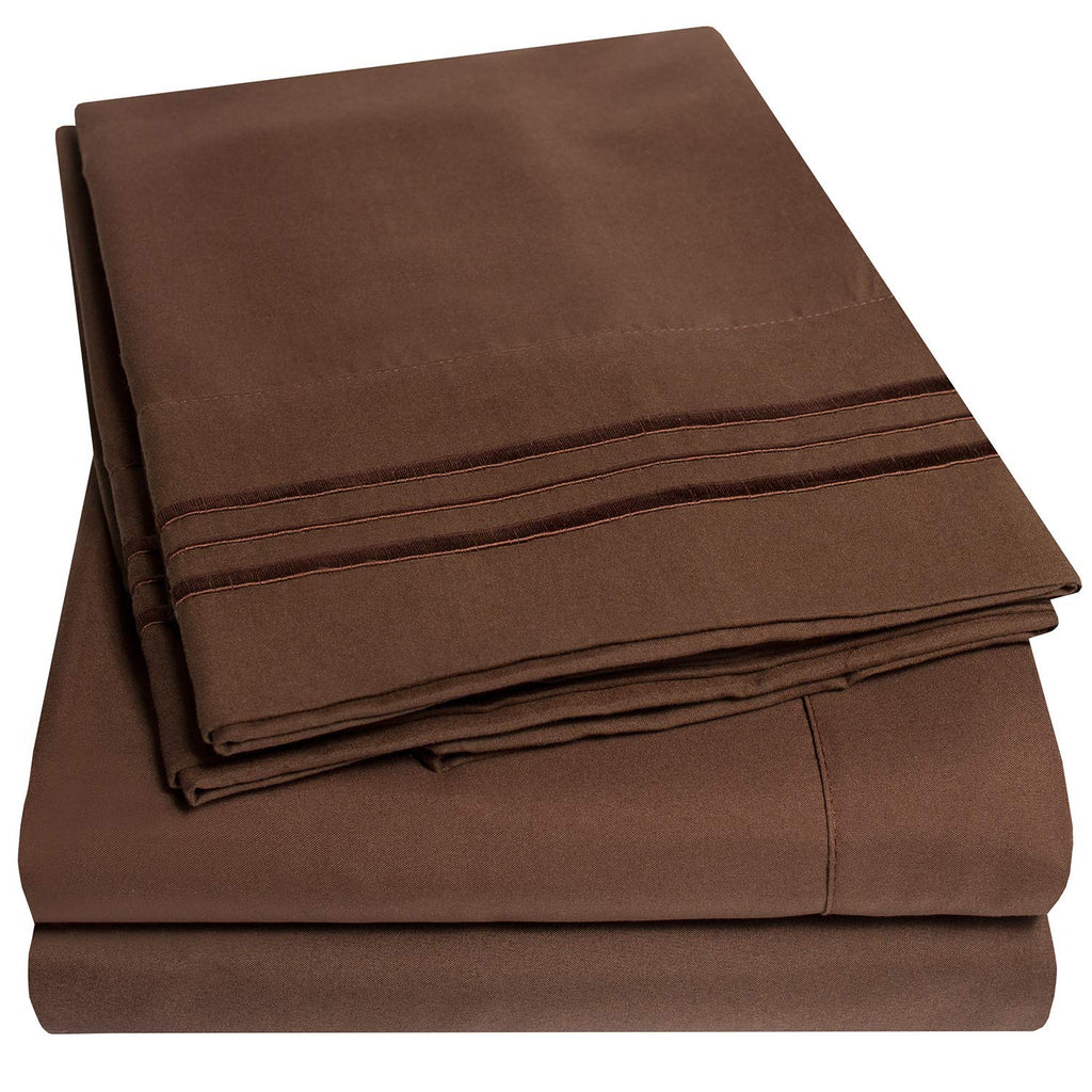 1500 Supreme Collection Bed Sheets - 4 Piece Bed Sheet Set Deep Pocket Wrinkle Free Hypoallergenic Bedding - Full, Brown