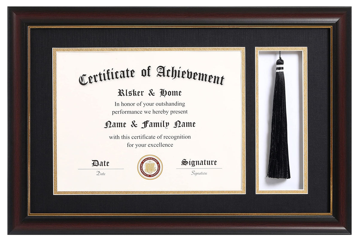 ELSKER&HOME 11x17 Diploma Frames with Tassel Holder for 8.5x11 Certificate Document Shadow Box, Mahogany Frame, Degree Double Ma