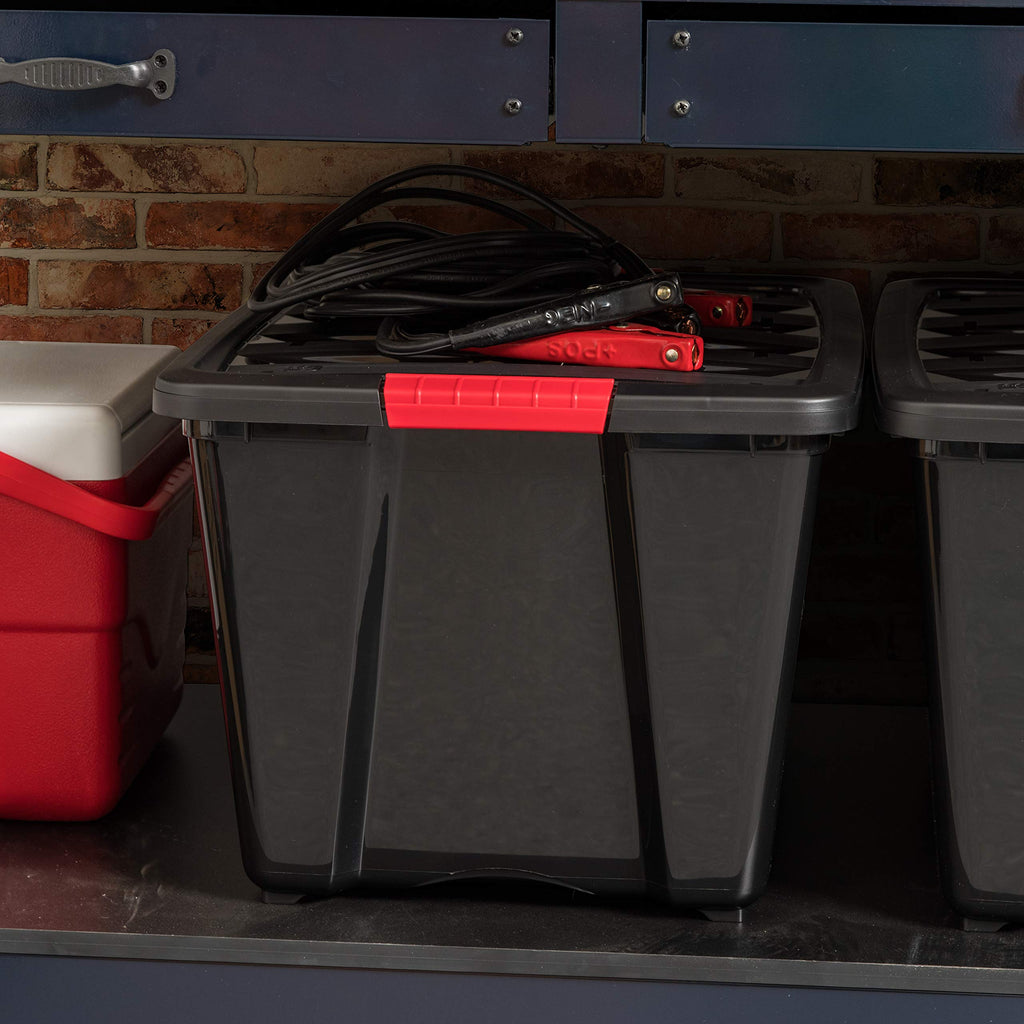 Iris Usa 54 Qt Stackable Plastic Storage Bins With Lids, 4 Pack - Bpa-Free, Made In Usa - Garage Organizing Solution, Latches, D