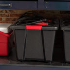 Iris Usa 54 Qt Stackable Plastic Storage Bins With Lids, 4 Pack - Bpa-Free, Made In Usa - Garage Organizing Solution, Latches, D