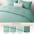Exclusivo Mezcla Quilts King Size Bedding Set With Stitched Grid Pattern, Lightweight Summer Green Bedspreads Coverlets Bed Cove