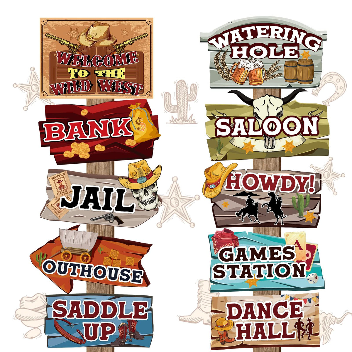 Hooqict Western Birthday Party Decorations 20 Pieces Cowboy Themed Party Signs Welcome To The Wild West Cutouts for Classroom Co