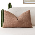 Foindtower Decorative Textured Boucle Throw Pillow Covers Accent Solid Lumbar Pillow Cases Soft Cozy Couch Cushion Case For Chai