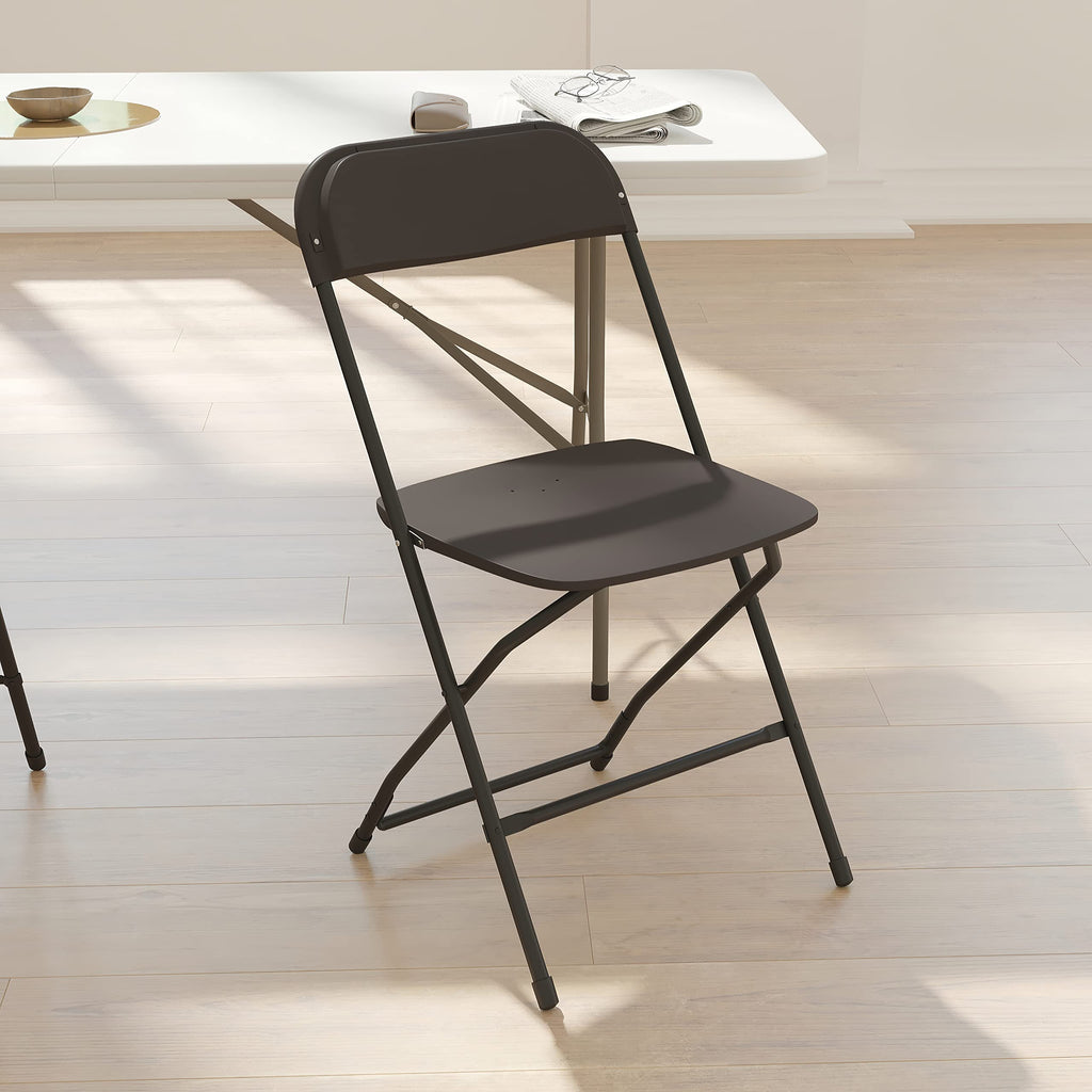 Flash Furniture Hercules™ Series Plastic Folding Chair - Black - 4 Pack 650Lb Weight Capacity Comfortable Event Chair - Lightweight Folding Chair