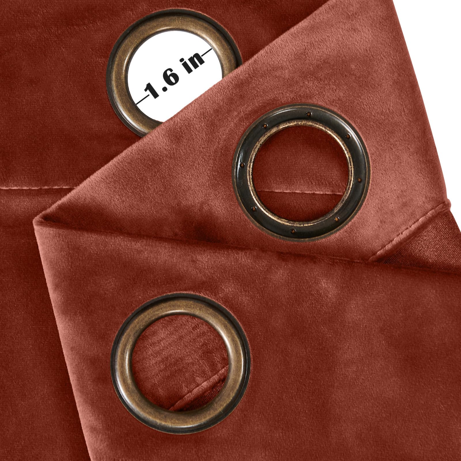 Lazzzy Orange Velvet Curtains Room Darkening Thermal Insulated Curtains 90 Inch Length Window Drapes For Bedroom Living Room Super Soft Luxury Grommetwindow Treatment 2 Panels, Rust Red