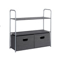 Amazon Basics Closet Storage Organizer with Fabric Bins, Drawers and 3 Shelves, Grey, 32.7 x 12.2 x 31