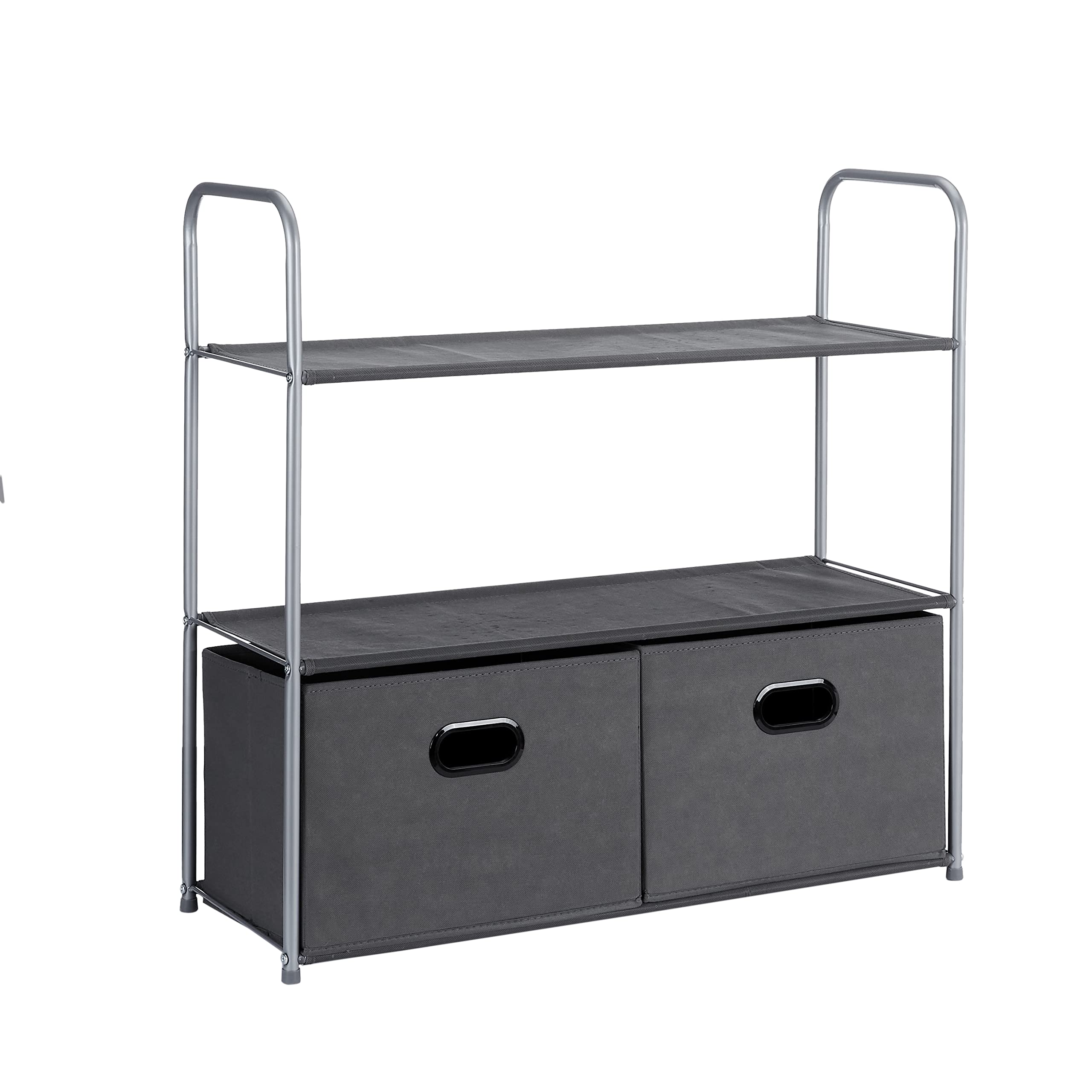 Amazon Basics Closet Storage Organizer with Fabric Bins, Drawers and 3 Shelves, Grey, 32.7 x 12.2 x 31
