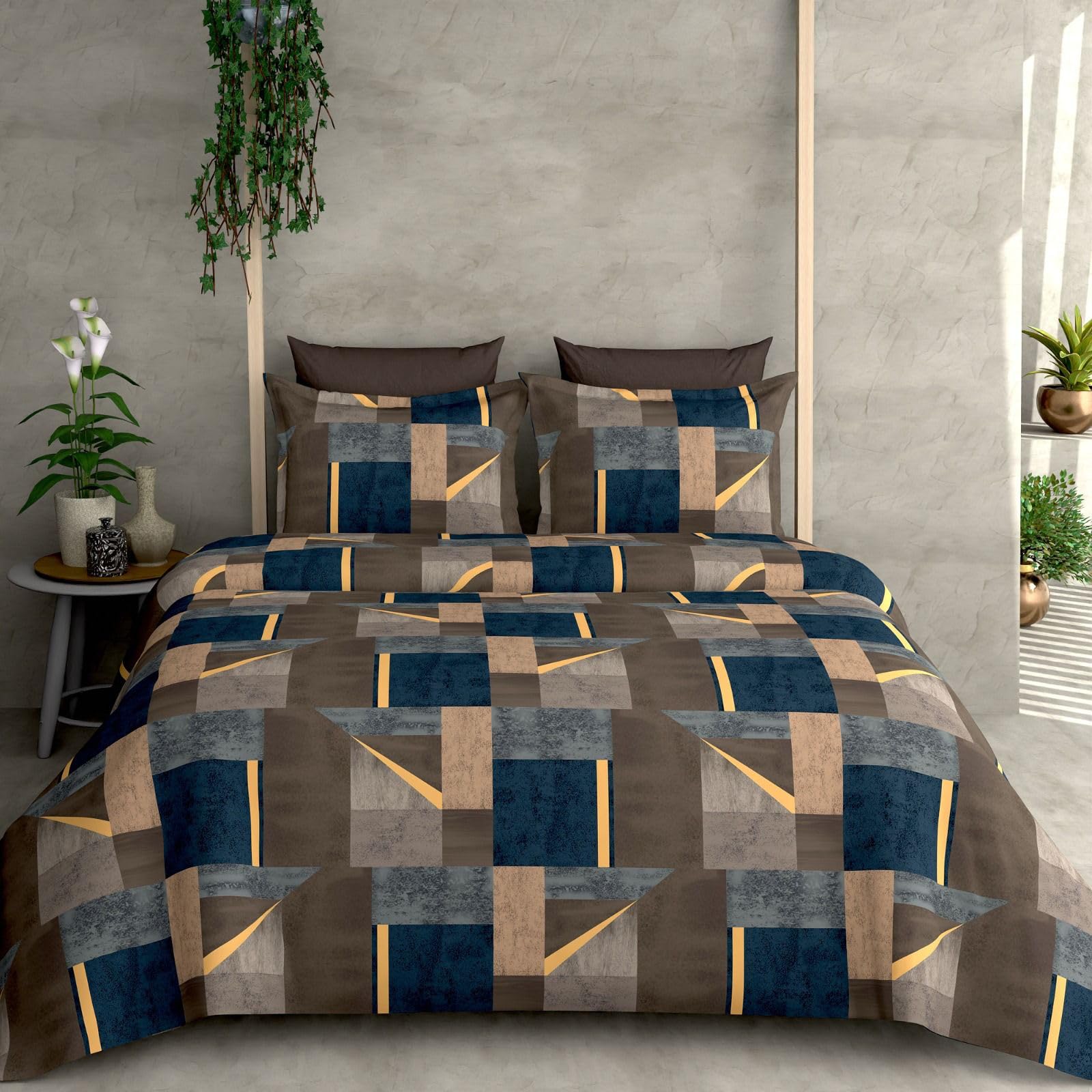 Linemates1 Reversible Comforter Double King Size90 X 100 Both Side Same Print 1 Bedsheet King Size 90 * 100 Inches With 2 Pillow