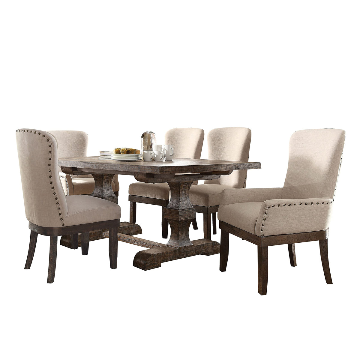 Acme Landon Square Wooden Top Dining Table in Salvage Brown