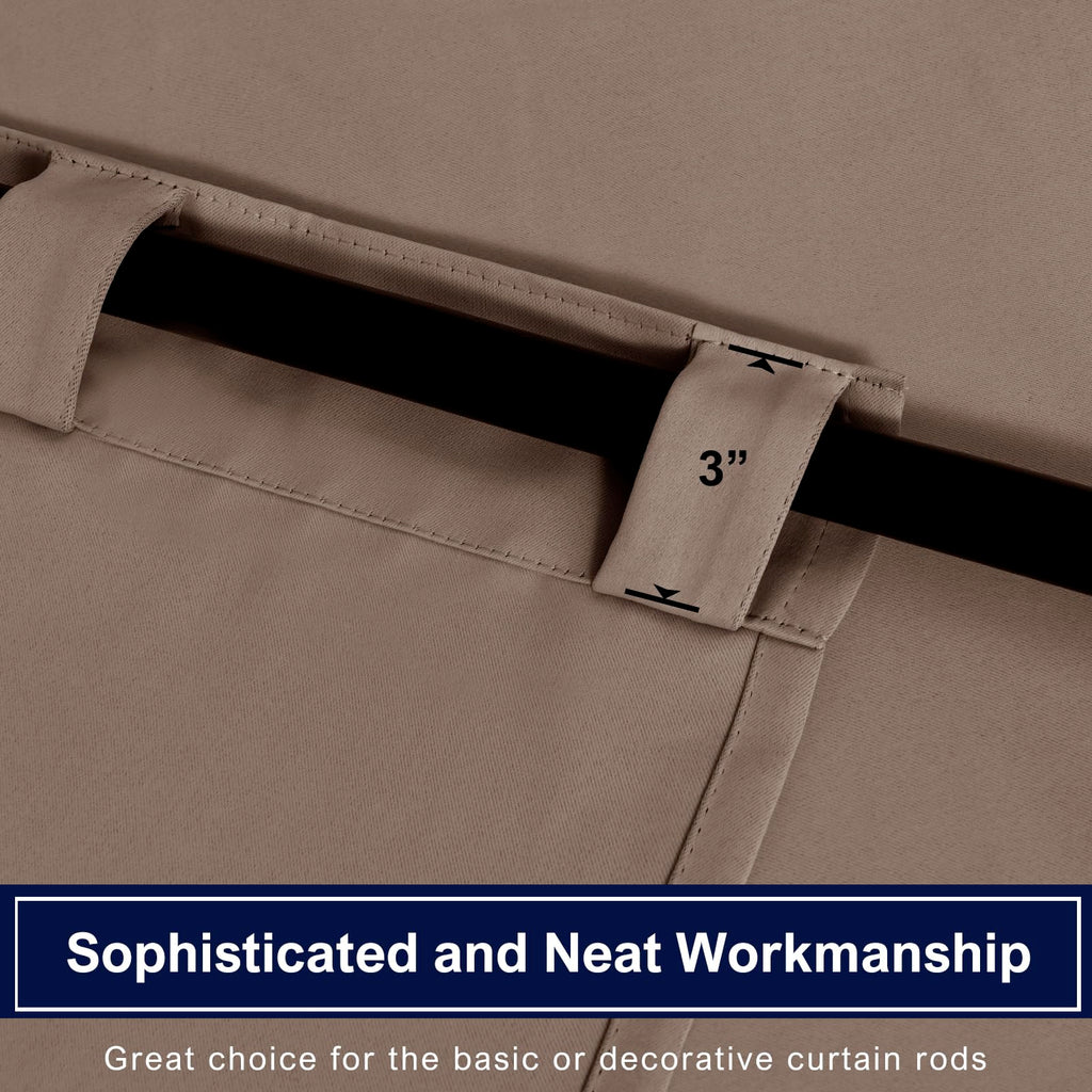 Hiasan Short Mocha Curtains 54 Inch Long, Light Blocking Thermal Insulated Rod Pocket & Back Tab Blackout Drapes Sewn With Tieba