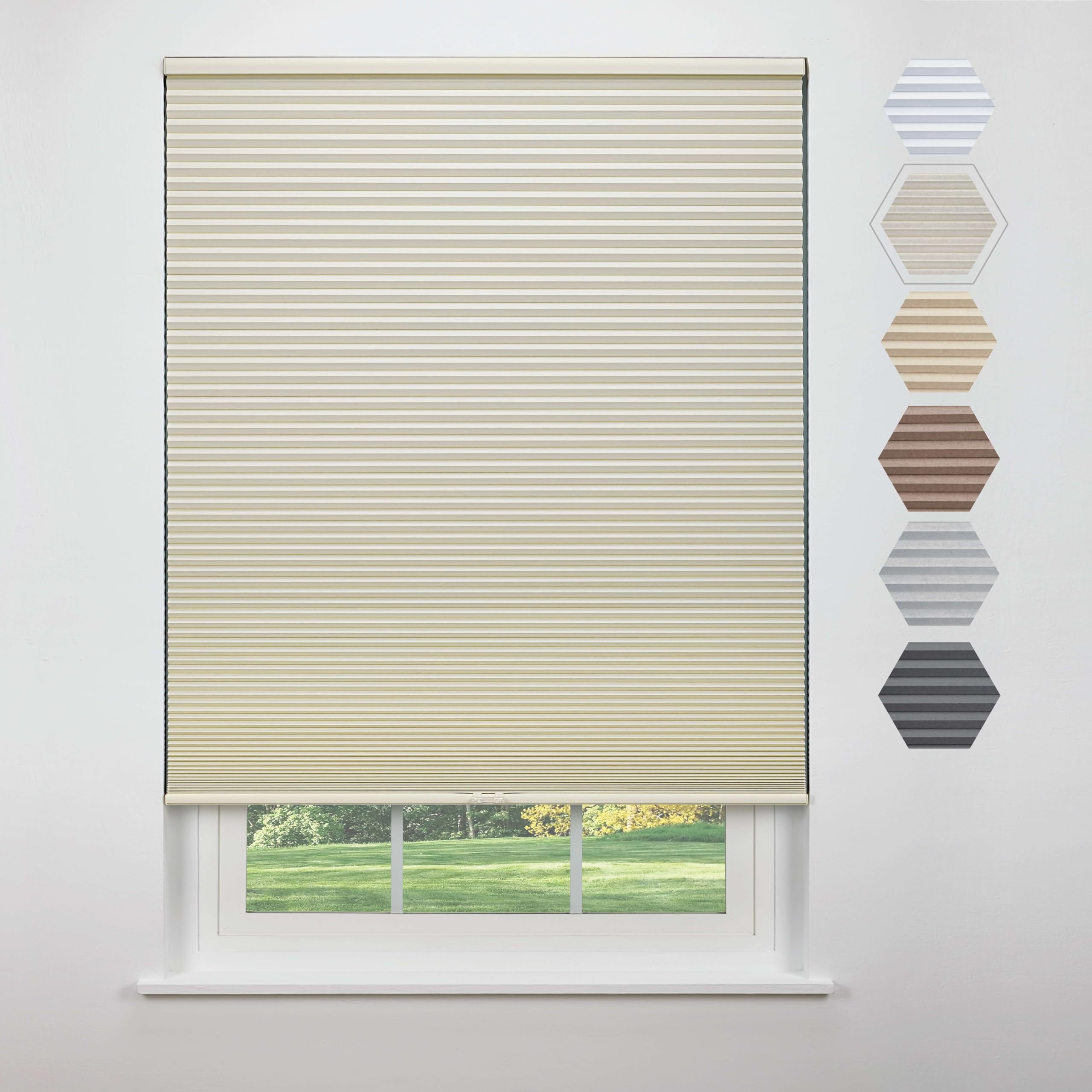 Linen Avenue Cordless Standard Blackout Cellular Shade 51 1/2 W x 66 H, Seashell (Arrives 1/4  Narrower)