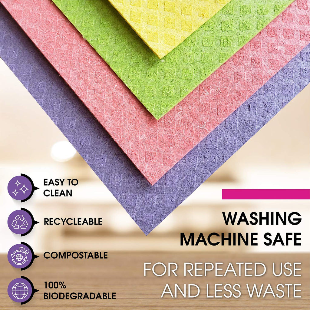 Pink Rhino Labs Swedish Dishcloths For Kitchen - Absorbent Kitchen Towels And Dishcloths Sets - Reusable Paper Towels - Dish Clo