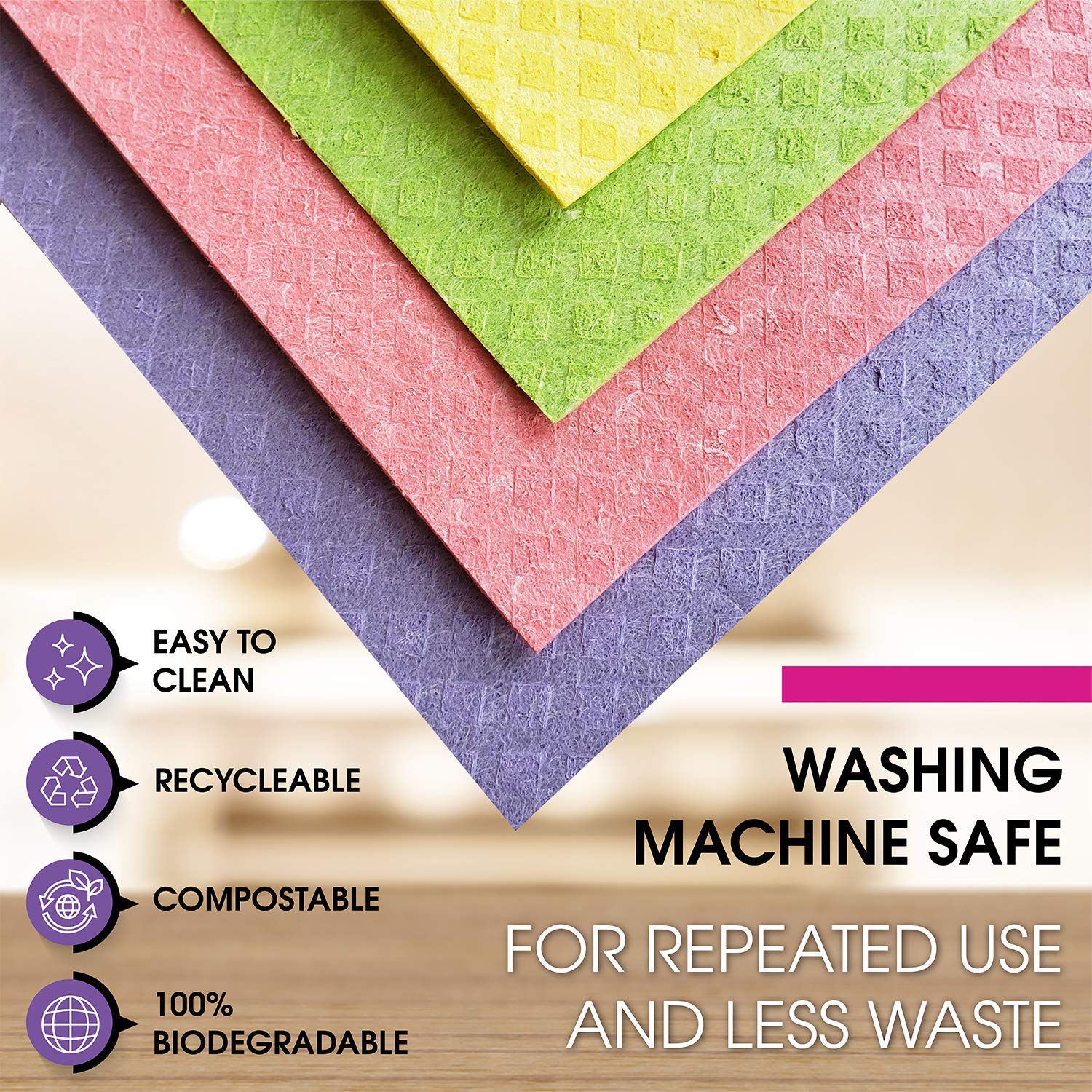 Pink Rhino Labs Swedish Dishcloths For Kitchen - Absorbent Kitchen Towels And Dishcloths Sets - Reusable Paper Towels - Dish Clo