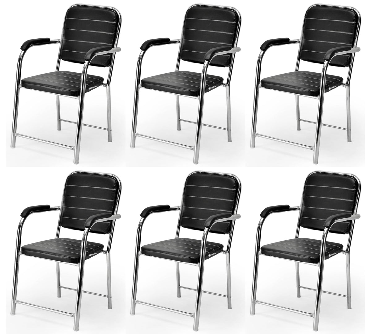 Ratison Office Chair Visitor Chair With Arm Rest With Steel Frame And Cushioned Seat Back, Chair Without Wheels Holds Up To 140