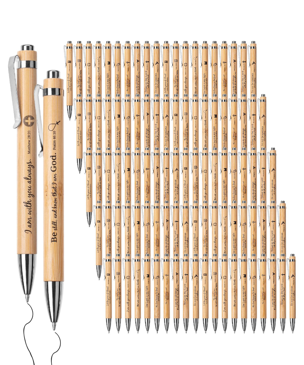 Mr. Pen- Bible Verse Pens, 100 Pack, Retractable Bamboo Pen, Black Ink, Christian Pens For Women Men, Bible Pens No Bleed Throug