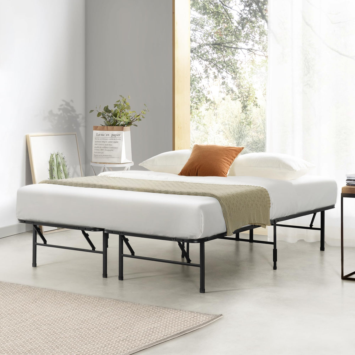 Best Price Mattress New Innovated Box Spring Metal Bed Frame, Queen, 14 Inch