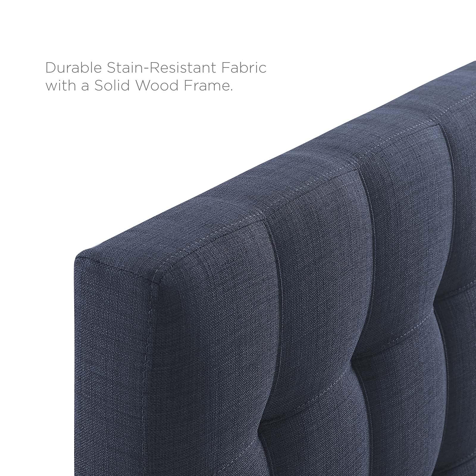 Modway Lily Tufted Linen Fabric Upholstered King Headboard in Navy