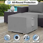 Outdoorlines Outdoor Waterproof Patio Ottoman Covers - Square Uv-Proof Patio Side Table Cover Windproof Heavy-Duty Furniture Covering Protector 21L X 21W X 17H Inch, Grey