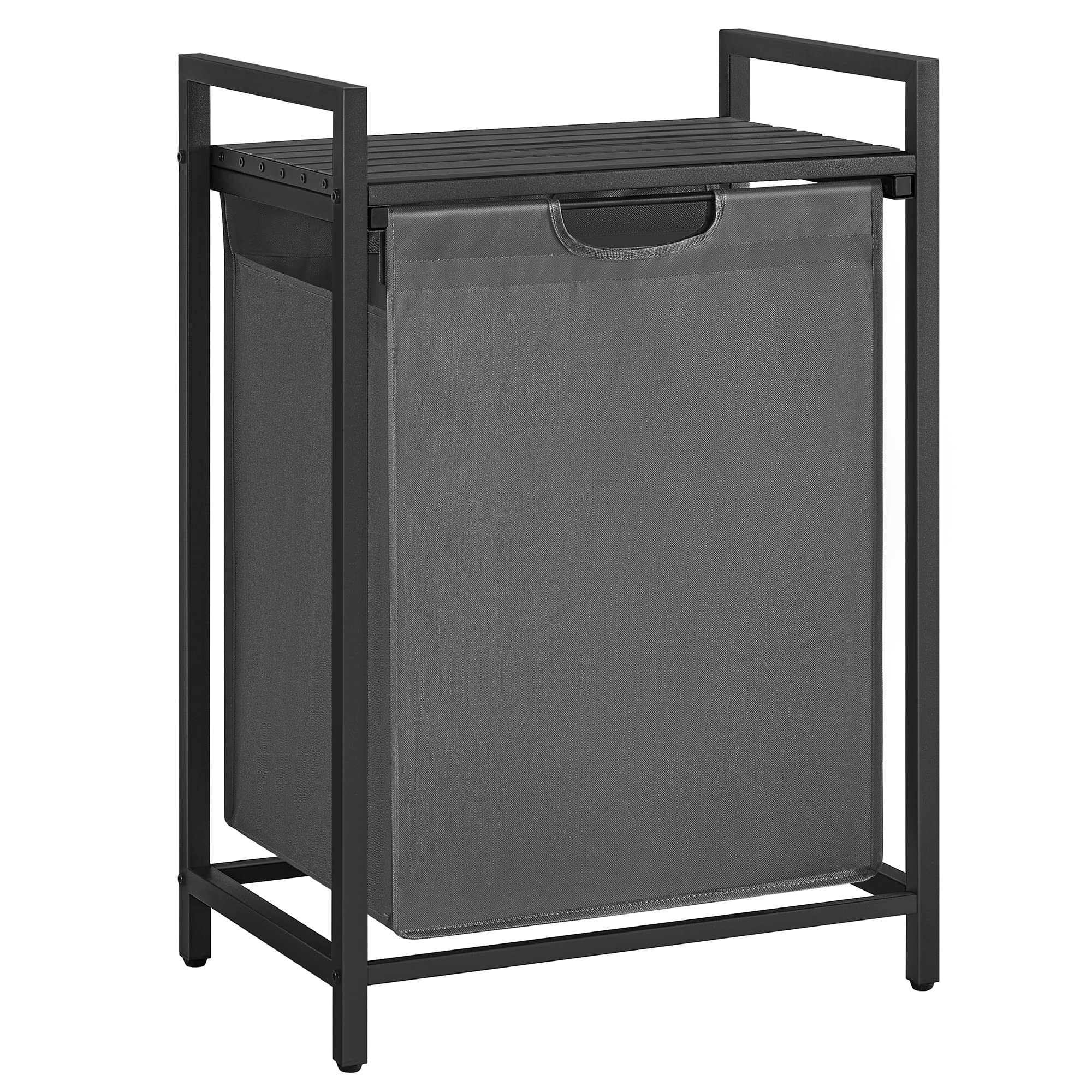 VASAGLE Laundry Hamper, Laundry Basket, Laundry Sorter with A Pull-Out and Removable Bag, Shelf, Metal Frame, 17.2 Gallons (65 L