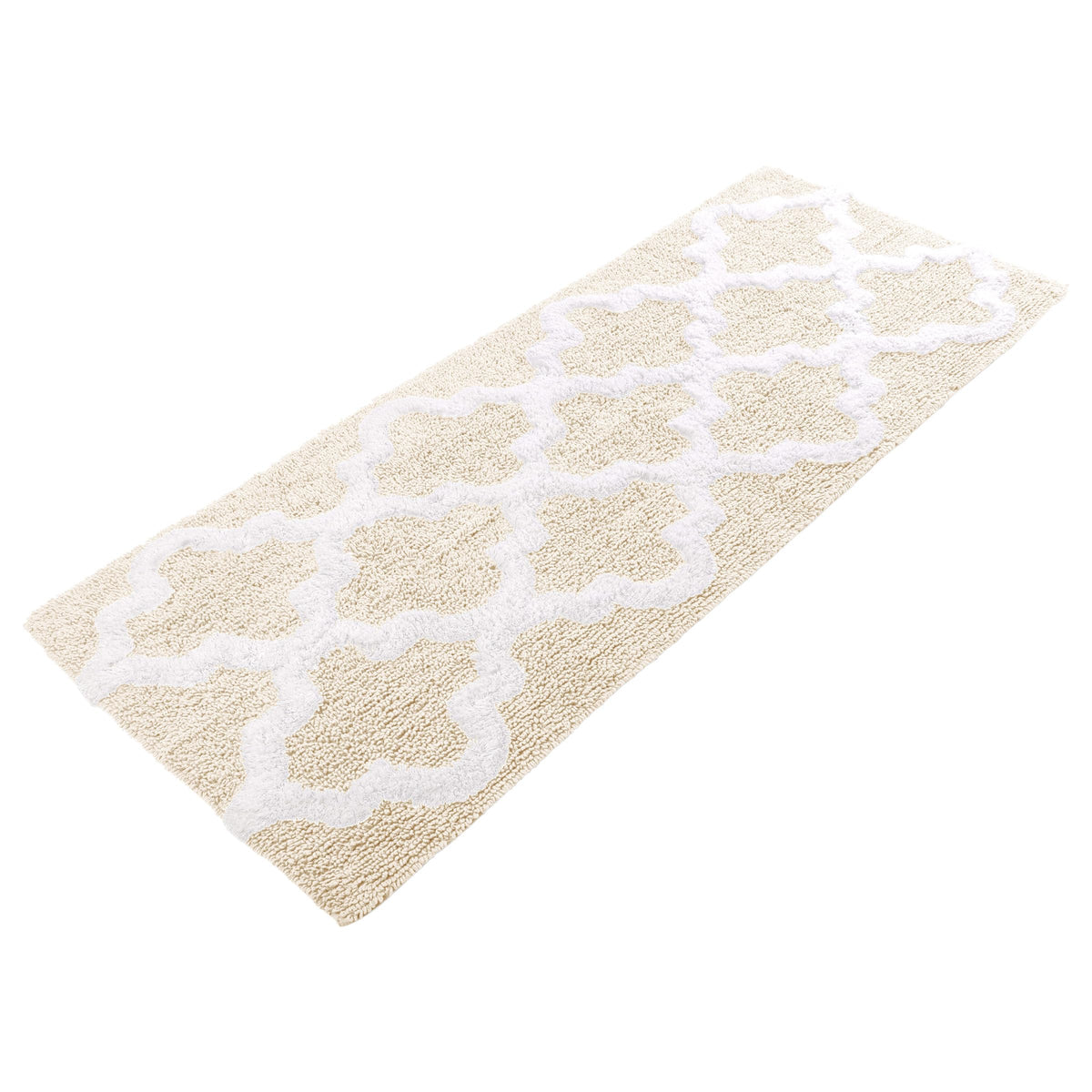 Lavish Home 100% Cotton Trellis Bathroom Mat  24x60 inches  Bone