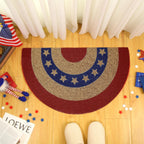 Ceenna Patriotic Half Round Doormat 4Th Of July Coir Door Mat Indoor Outdoor American Patriotic Star Doormat Red White Blue Rugs
