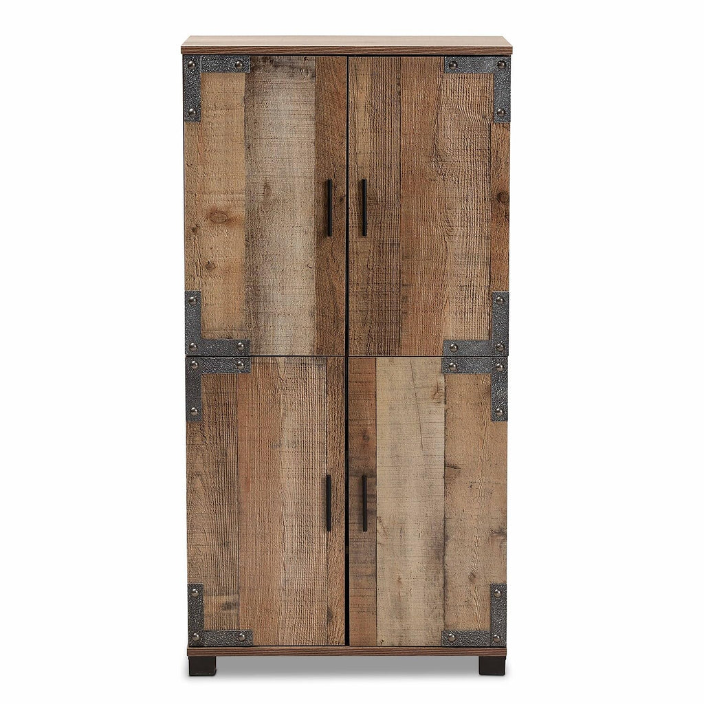 Baxton Studio Rustic Shoe Cabinet with Brown ID-SC003-Yosemile Oak-Shoe Rack