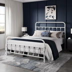 Yaheetech Classic Metal Platform Bed Frame Mattress Foundation With Victorian Style Iron-Art Headboard/Footboard/Under Bed Storage/No Box Spring Needed/Full Size White