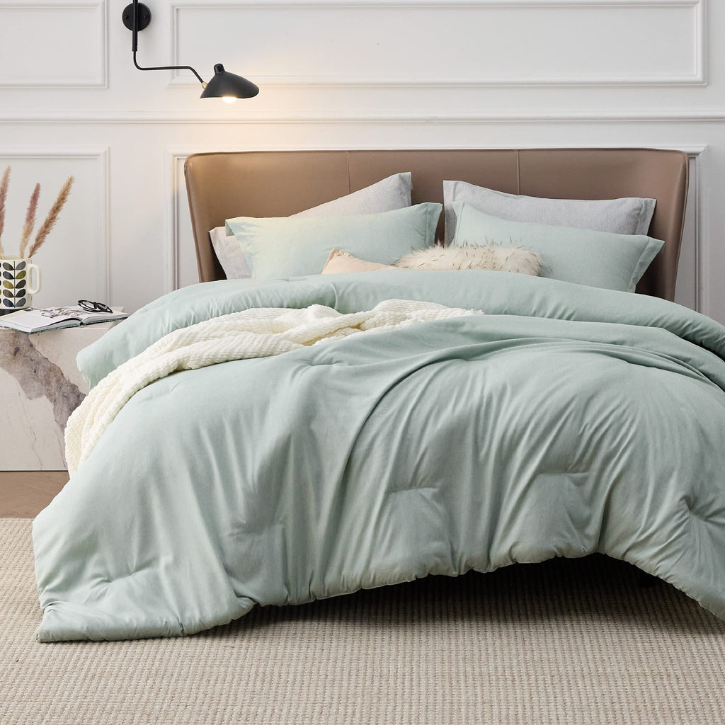 Bedsure Queen Comforter Set - Sage Green Comforter Queen Size, Soft Bedding For All Seasons, Cationic Dyed Bedding Set, 3 Pieces