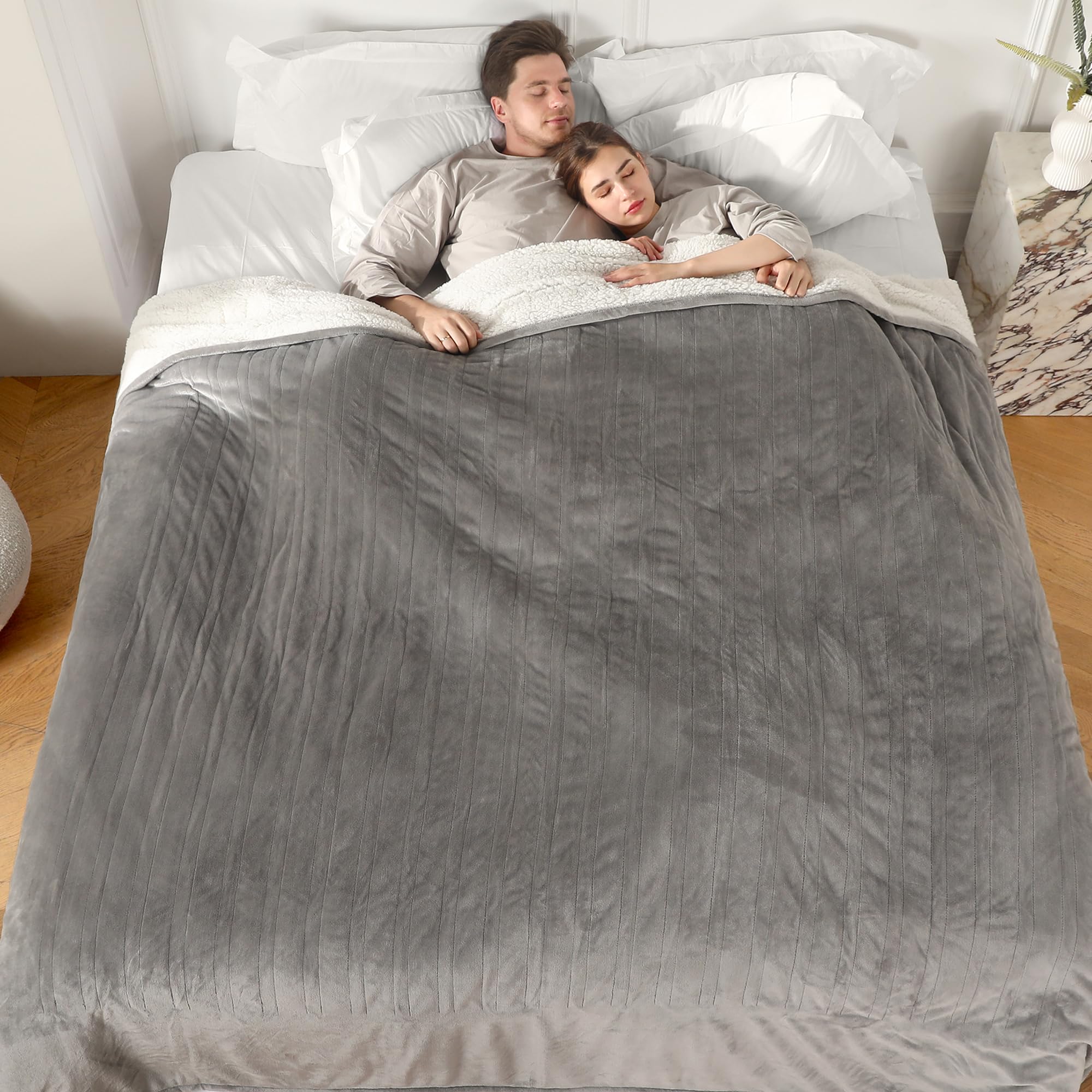 Heated Blanket Queen Size, 84''X90'' Queen Electric Blanket Dual Control With 5 Heating Levels & 10 Hours Auto Off, Electric Hea
