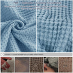 Phf 100% Cotton Waffle Weave Blanket Oversized King Size 120'X 120'- Lightweight Washed Soft Breathable Huge Blanket- Extra Large Big Blanket For Couch Bed Sofa- Aesthetic Home Decoration - Dusty Blue