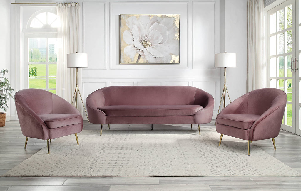 Acme Abey Velvet Upholstered Chair in Pink