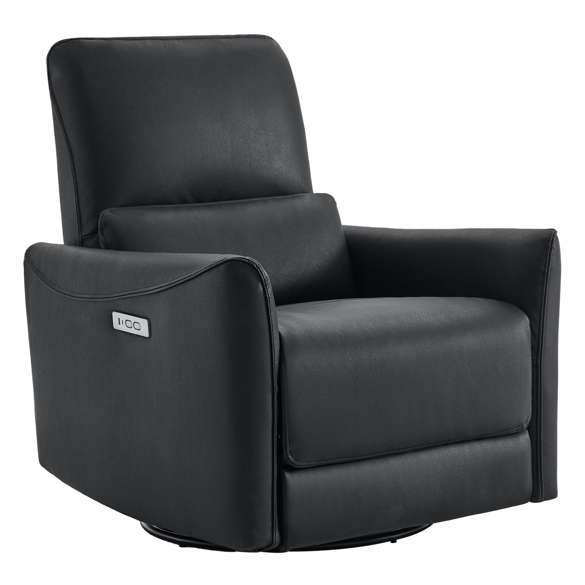 Chita Power Recliner Chair Swivel Glider, Fsc Certified Upholstered Faux Leather Living Room Nursery Reclining Sofa Chair With Lumbar Support, Charcoal