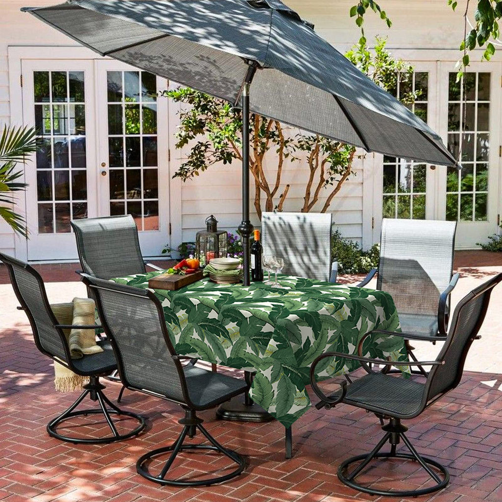 Lvtxiii Outdoor Tablecloth With Umbrella Hole And Zipper, 60 X 84 Inch Water-Repellent Patio Table Cloth, Rectangle Table Covers For Backyard Garden, Clemens Noir Blue