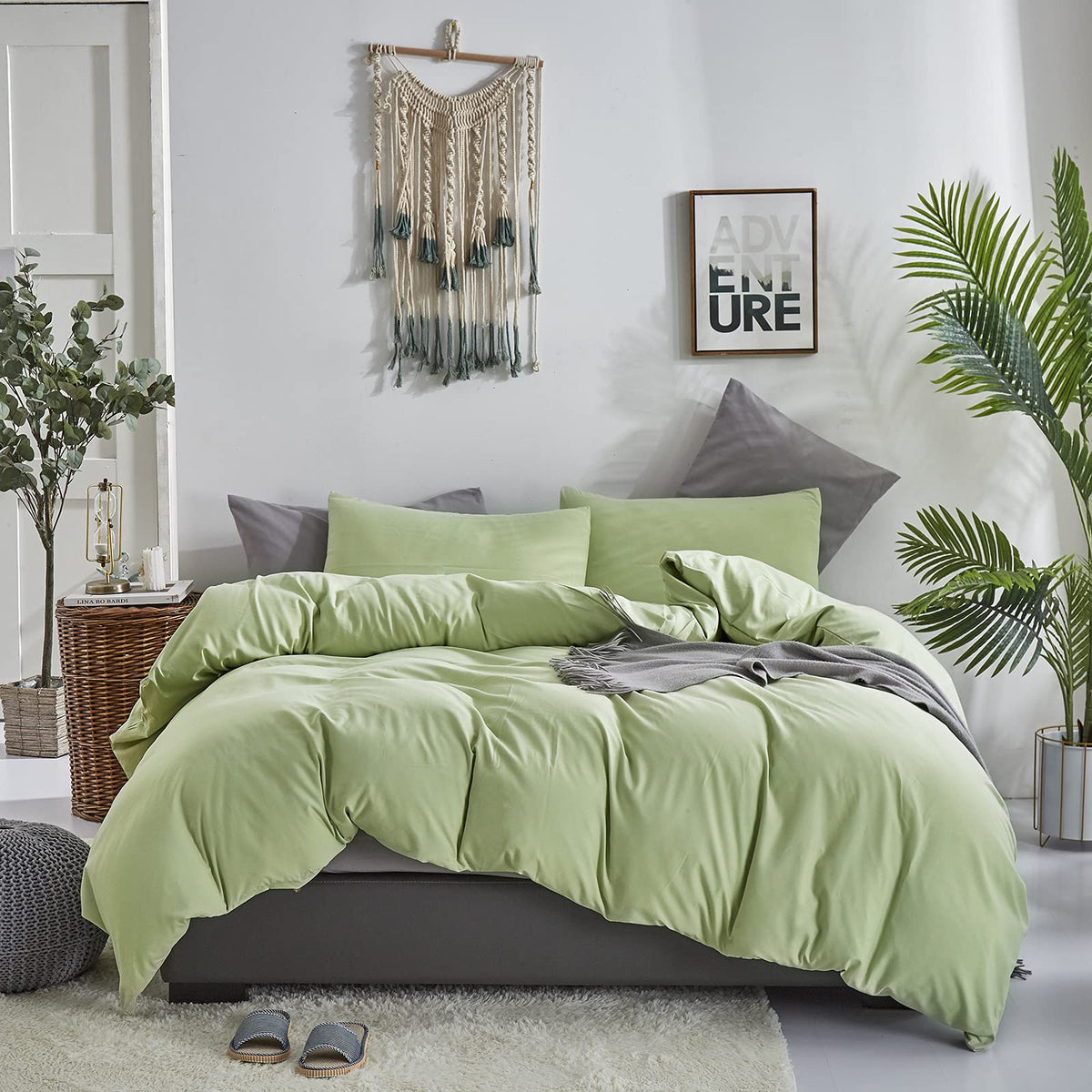 Karever Light Green Comforter Set Twin Solid Sage Green Bedding Set Boys Lightweight Green Comforter Set Girls Soft Sage Green B