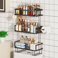 Godboat Bathroom Organizers And Storage, 3-Tier Wall Shelves, Over Toilet Rack With Paper Holder And 2 Hooks, Floating Shelf & Accessories, Gifts For Women, Mom, Mothers Day (Black)